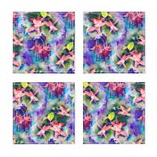 FUCHSIA FLOWERS GARDEN WATERCOLOR ALTERNATE PURPLE VIOLET