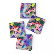 FUCHSIA FLOWERS GARDEN WATERCOLOR ALTERNATE PURPLE VIOLET