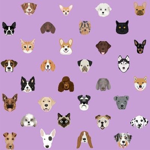 dog heads cute fabric dog lover purple