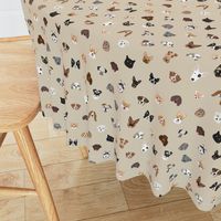 dog heads cute fabric dog lover tan