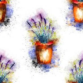 LAVENDER POTS WATERCOLOR on white