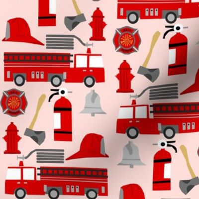 fireman career firetruck kids boys nursery fabric pink