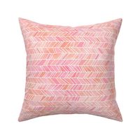 Pink + Peach Watercolor Chevron Herringbone, ROTATED