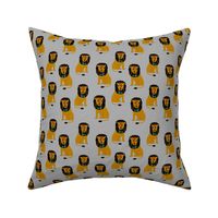 lion safari animal fabric print grey