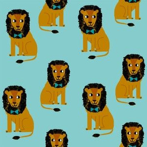 lion safari animal fabric print teal