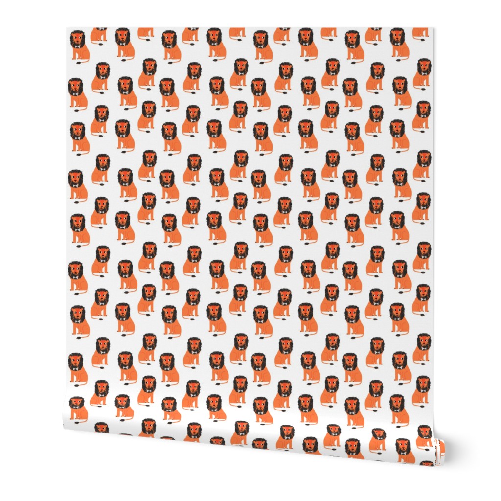 lion safari animal fabric print orange