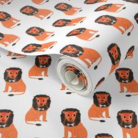 lion safari animal fabric print orange