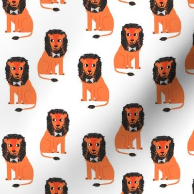 lion safari animal fabric print orange