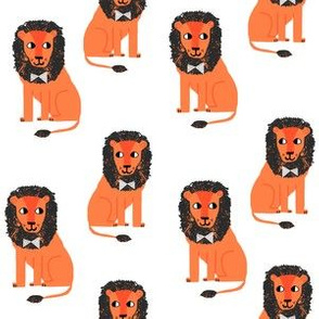 lion safari animal fabric print orange