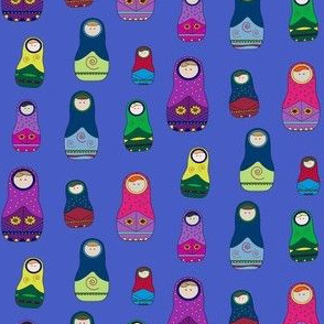 Nesting Dolls With Blue Background