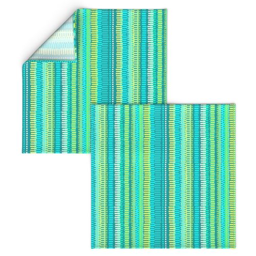 Boardwalk Stripes Turquoise Lime on Teal 12in