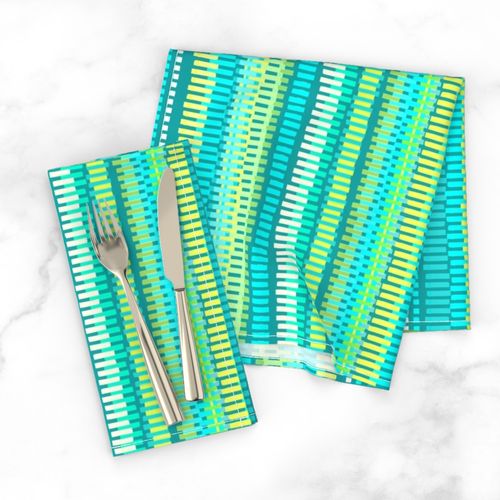 Boardwalk Stripes Turquoise Lime on Teal 12in