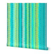 Boardwalk Stripes Turquoise Lime on Teal 300