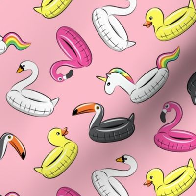 pool floats - all the floats on pink