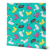 pool floats - all the floats on teal