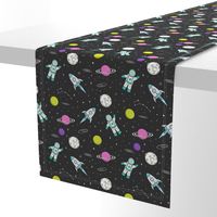 space print - dark grey with pink planet STEM 