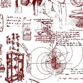 Da Vinci's Sketchbook // Dark Red // Large
