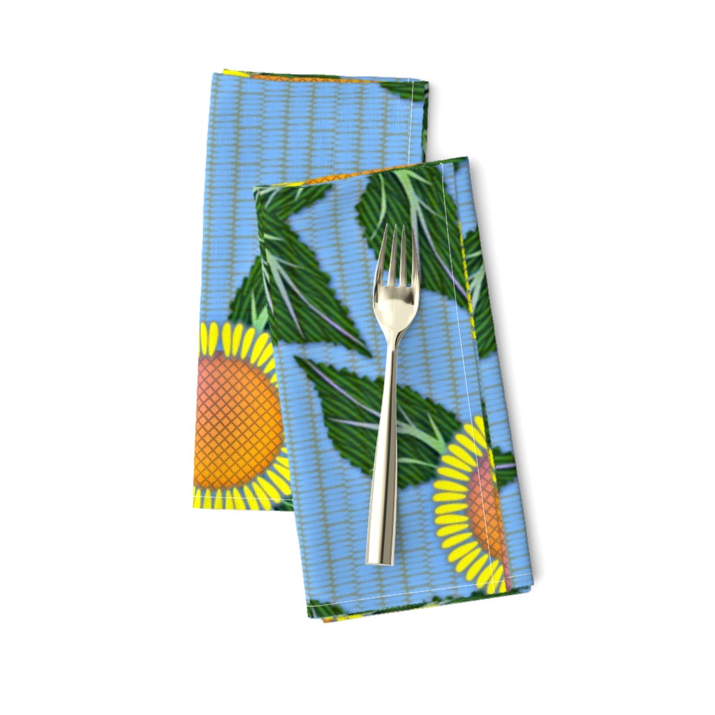 Sunflowers and Blue Wicker - large