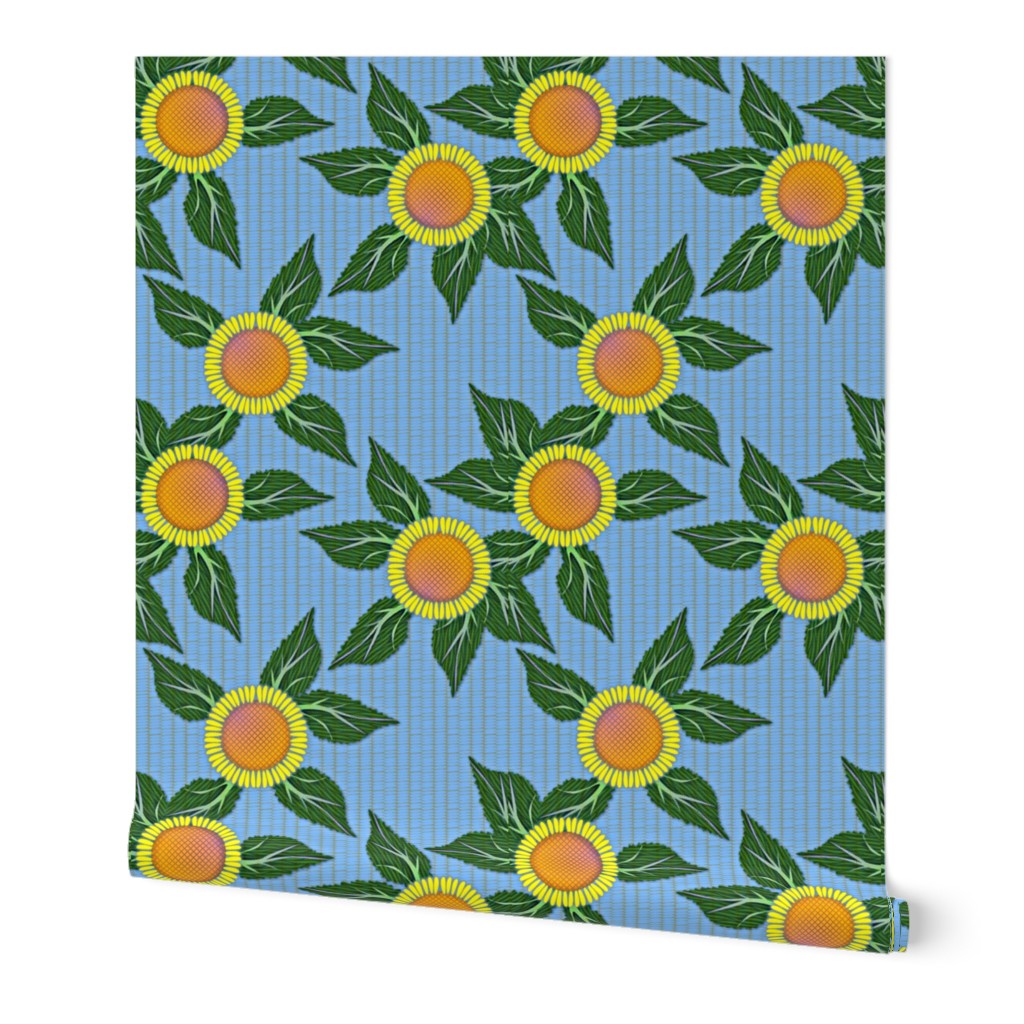 Sunflowers and Blue Wicker - large