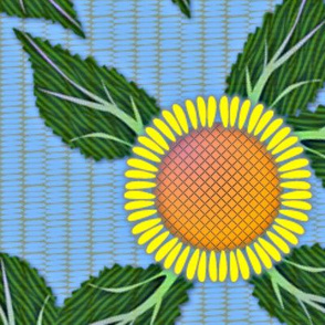 Sunflowers and Blue Wicker - large