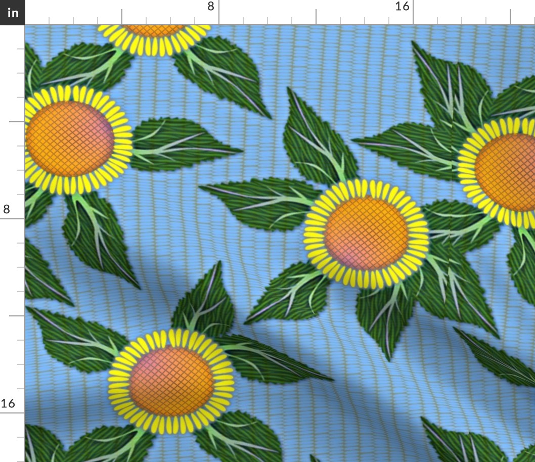 Sunflowers and Blue Wicker - large