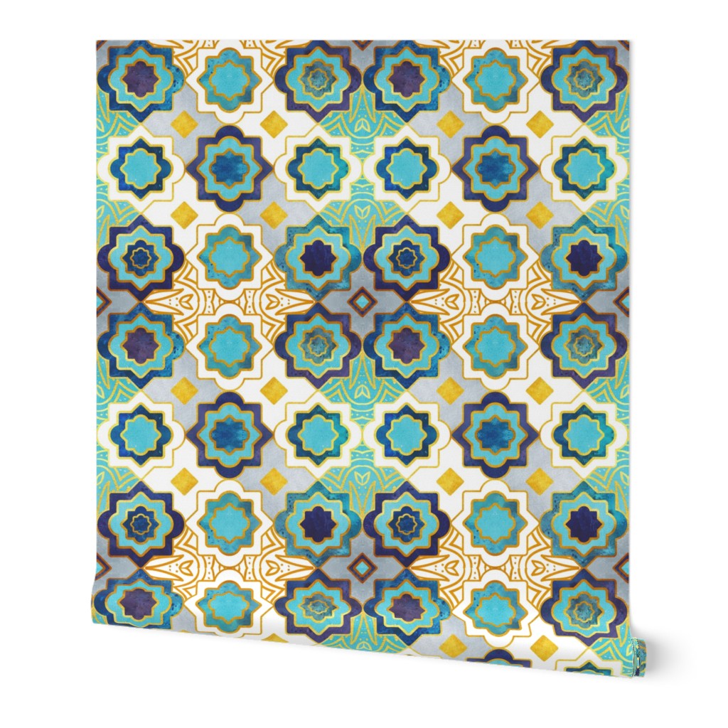 Normal scale // Marrakesh gold and blue geometry inspiration