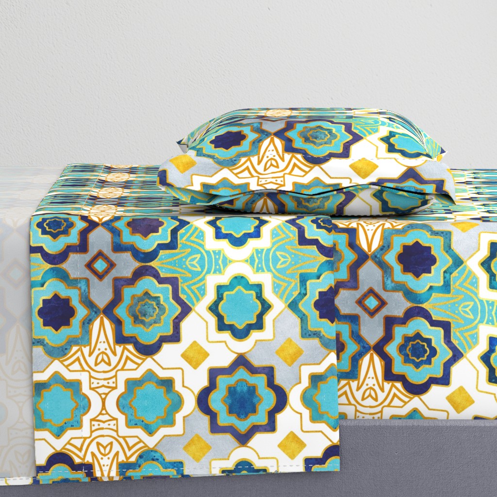 Normal scale // Marrakesh gold and blue geometry inspiration