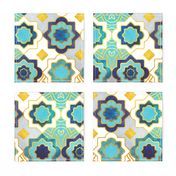 Normal scale // Marrakesh gold and blue geometry inspiration