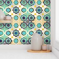 Normal scale // Marrakesh gold and blue geometry inspiration