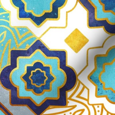 Normal scale // Marrakesh gold and blue geometry inspiration