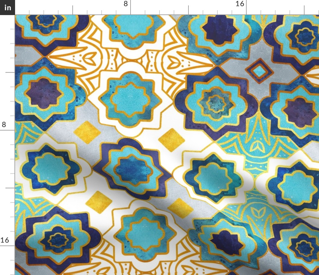 Normal scale // Marrakesh gold and blue geometry inspiration