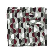 Abstract Circles in Black and White With Burgundy Geometric on Green