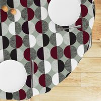 Abstract Circles in Black and White With Burgundy Geometric on Green