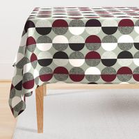 Abstract Circles in Black and White With Burgundy Geometric on Green