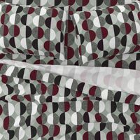 Abstract Circles in Black and White With Burgundy Geometric on Green