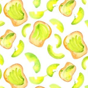 16-13B Avocado Toast Watercolor Green White Lime Breakfast Food Small _ Miss Chiff Designs