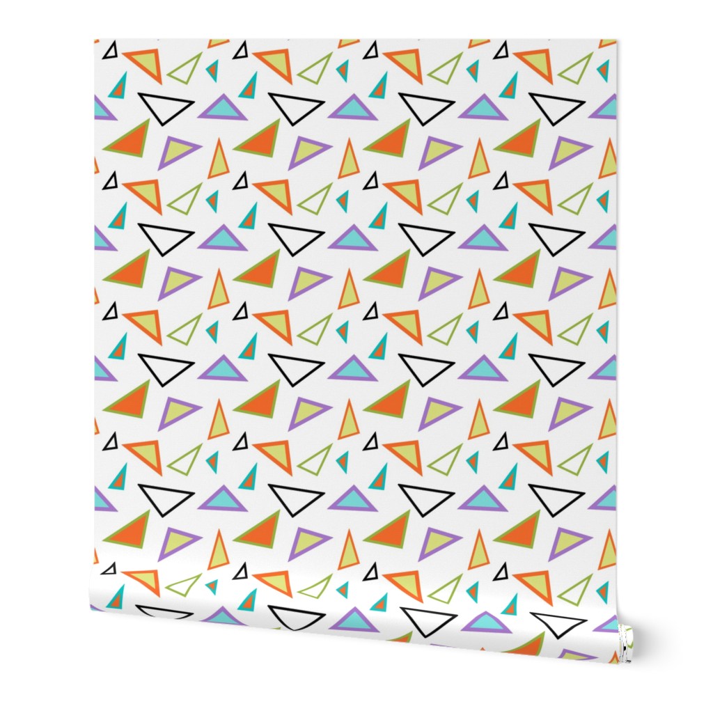 Multicolored Retro Triangles on White