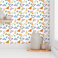 Multicolored Retro Triangles on White