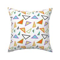 Multicolored Retro Triangles on White