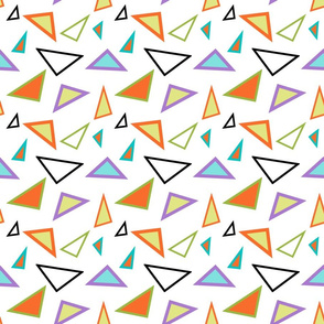Multicolored Retro Triangles on White