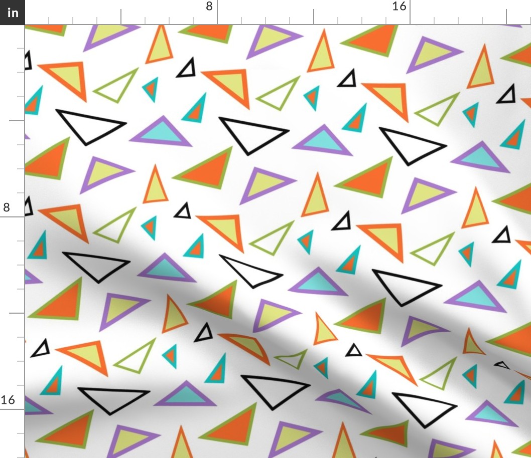 Multicolored Retro Triangles on White