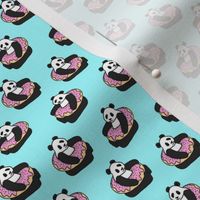 A Very Good Day - pandas & donuts on aqua - tiny print