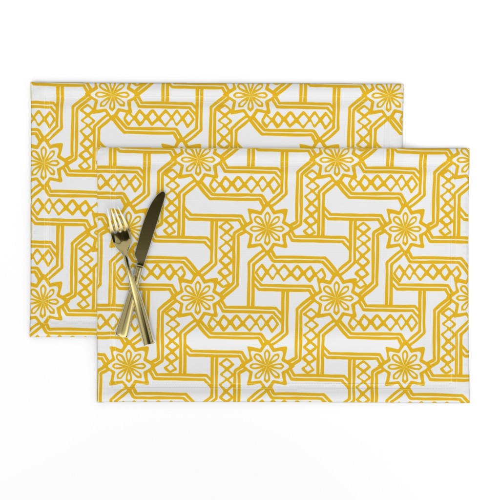 Marrakesh Maze -Bright Yellow, Chalk