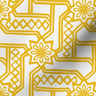 Marrakesh Maze -Bright Yellow, Chalk