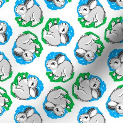 1950's Style Bunny Rabbit in Blue and Green