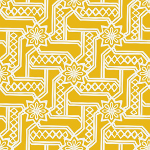 Marrakesh Maze -Chalk, Bright Yellow
