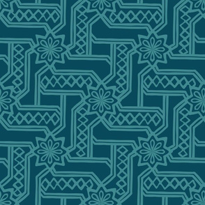 Marrakesh Maze - Turquoise, Navy