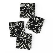 Marrakesh Pottery Tile, Black and Bone, XL