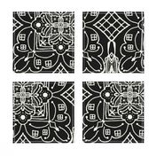 Marrakesh Pottery Tile, Black and Bone, XL