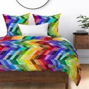 sideways rainbow chevron cheater quilt